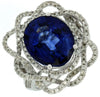 8.64CT DIAMOND & AAA SAPPHIRE 14K WHITE GOLD OVAL & ROUND FLOWER STAR FUN RING