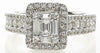 LARGE 1.73CT DIAMOND 18KT WHITE GOLD 3D ROUND & BAGUETTE SQUARE HALO LOVE RING