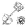 1.0CT DIAMOND 14KT WHITE GOLD 3D CLASSIC ROUND 4 PRONG SCREWBACK STUD EARRINGS