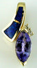 1.51CT DIAMOND & AAA TANZANITE & AAA OPAL 14KT YELLOW GOLD 3D FLOATING PENDANT