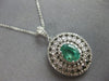 ANTIQUE LARGE 2.10CT DIAMOND & EMERALD 14KT WHITE GOLD 3D OVAL & ROUND PENDANT