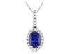 .96CT DIAMOND & AAA TANZANITE 14KT WHITE GOLD OVAL & ROUND HALO FLOATING PENDANT