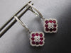 1.37CT DIAMOND & AAA RUBY 14KT WHITE GOLD 3D GEOMETRICAL FLOWER HANGING EARRINGS