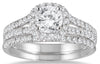 1.5CT DIAMOND 14KT WHITE GOLD ROUND TRIPLE HALO BAND ENGAGEMENT WEDDING RING SET