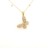 ESTATE .49CT DIAMOND 18KT YELLOW GOLD 3D CLASSIC BUTTERFLY LOVE FLOATING PENDANT