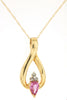 .54CT DIAMOND & AAA PINK SAPPHIRE 14KT YELLOW GOLD 3D PEAR SHAPE & ROUND PENDANT