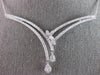 1.69CT DIAMOND 14K WHITE GOLD ROUND & BAGUETTE DOUBLE V SHAPE TEAR DROP NECKLACE