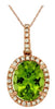 2.58CT DIAMOND & AAA PERIDOT 14K ROSE GOLD 3D OVAL & ROUND HALO FLOATING PENDANT