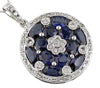 3.50CT DIAMOND & AAA SAPPHIRE 14KT WHITE GOLD OVAL & ROUND CIRCULAR LOVE PENDANT