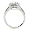 LARGE .95CT DIAMOND 18KT WHITE GOLD 3D ROUND & BAGUETTE SQUARE CLUSTER LOVE RING