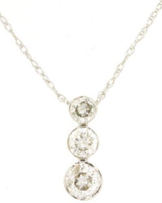 .51CT DIAMOND 14KT WHITE GOLD CLASSIC 3 STONE PAST PRESENT FUTURE LOVE NECKLACE