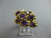 ANTIQUE LARGE 1.59CT DIAMOND & AAA AMETHYST 14KT YELLOW GOLD 3D FLOWER FUN RING