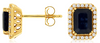 2.38CT DIAMOND & AAA SAPPHIRE 14KT YELLOW GOLD EMERALD CUT OCTAGON STUD EARRINGS