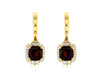 ESTATE 3.59CT DIAMOND & AAA GARNET 14K YELLOW GOLD CUSHION HALO HANGING EARRINGS