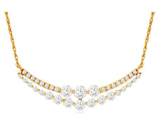 .75CT DIAMOND 14KT YELLOW GOLD PAST PRESENT FUTURE JOURNEY DOUBLE BAR NECKLACE