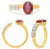 2.54CT DIAMOND & AAA RUBY 18KT YELLOW GOLD EMERALD CUT & OVAL TENSION LOVE RING
