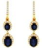2.06CT DIAMOND & AAA SAPPHIRE 14KT YELLOW GOLD 3D OVAL & ROUND HANGING EARRINGS