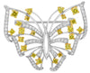 1.5CT WHITE & FANCY YELLOW DIAMOND 14KT 2 TONE GOLD 3D BUTTERFLY LOVE BROOCH PIN
