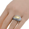 LARGE .39CT DIAMOND 18KT YELLOW GOLD & 925 SILVER FILIGREE TEAR DROP SNAKE RING