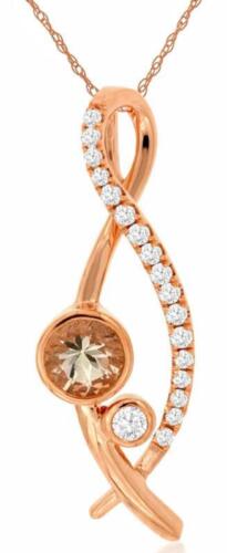.32CT DIAMOND & AAA MORGANITE 14KT ROSE GOLD CRISS CROSS INFINITY LOVE PENDANT
