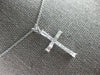 .35CT DIAMOND 14KT WHITE GOLD 3D ROUND & BAGUETTE CLASSIC CROSS PENDANT #27675