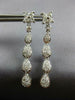 ESTATE LARGE 1.65CT DIAMOND 14KT WHITE GOLD 3D FLOWER TEAR DROP HANGING EARRINGS