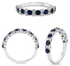 1.08CT DIAMOND & AAA SAPPHIRE 14K WHITE GOLD 3D ROUND SEMI ETERNITY WEDDING RING