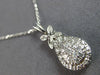 .29CT DIAMOND 14KT WHITE GOLD CLASSIC CLUSTER TEAR DROP FLOWER FLOATING PENDANT