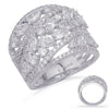 LARGE 3.21CT DIAMOND 14KT WHITE GOLD ROUND & PEAR SHAPE CLUSTER ANNIVERSARY RING