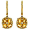 1.73CT DIAMOND & AAA CITRINE 14KT YELLOW GOLD SQUARE LEVERBACK HANGING EARRINGS