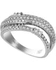 ESTATE WIDE .82CT DIAMOND 18KT WHITE GOLD 3D CLASSIC MULTI ROW DOUBLE SWIRL RING