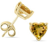 ESTATE 1.0CT AAA CITRINE 14KT YELLOW GOLD CLASSIC HEART SHAPE SOLITAIRE EARRINGS