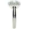 ESTATE .86CT DIAMOND 18KT WHITE GOLD ROUND & BAGUETTE SQUARE CLUSTER HALO RING