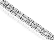 4.93CT DIAMOND 14KT WHITE GOLD 3D ROUND & BAGUETTE CHANNEL PRONG TENNIS BRACELET
