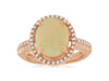 ESTATE 3.27CT DIAMOND & AAA OPAL 14K ROSE GOLD OVAL & ROUND HALO FLOWER FUN RING