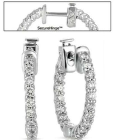 .96CT DIAMOND 14KT WHITE GOLD 3D SHARED PRONG INSIDE OUT HUGGIE HANGING EARRINGS