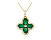 2.20CT DIAMOND & AAA EMERALD 14KT YELLOW GOLD 3D OVAL & ROUND FLOATING PENDANT