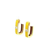 .13CT DIAMOND & YELLOW ENAMEL 18KT YELLOW GOLD RECTANGULAR HUGGIE HOOP EARRINGS