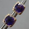 1.88CT DIAMOND & AAA AMETHYST 14KT ROSE GOLD CUSHION & ROUND HALO STUD EARRINGS