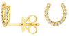 ESTATE .15CT DIAMOND 14KT YELLOW GOLD 3D CLASSIC LUCKY HORSESHOE STUD EARRINGS
