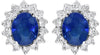 1.02CT DIAMOND & AAA SAPPHIRE 14KT WHITE GOLD OVAL & ROUND FLOWER STUD EARRINGS