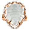 LARGE 11.52CT DIAMOND & AAA WHITE TOPAZ 14KT ROSE GOLD PEAR SHAPE & ROUND RING