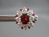 ESTATE LARGE 1.81CT DIAMOND & AAA RUBY 14KT WHITE GOLD 3D FLOWER STUD EARRINGS