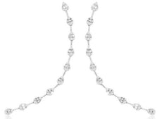 1.06CT DIAMOND 14KT WHITE GOLD 3D ROUND & BAGUETTE CHANDELIER HANGING EARRINGS