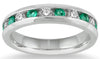 ESTATE 1.18CT DIAMOND & AAA EMERALD 14KT WHITE GOLD 3D CHANNEL ANNIVERSARY RING
