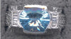 LARGE 3.50CT DIAMOND & AAA BLUE TOPAZ 14KT WHITE GOLD ROUND & BAGUETTE FUN RING