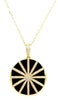 .62CT DIAMOND & AAA ONYX 18KT 2 TONE GOLD 3D CIRCULAR STARBURST FLOATING PENDANT