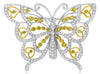 LARGE 3.46CT WHITE & FANCY YELLOW DIAMOND 14KT 2 TONE GOLD BUTTERFLY BROOCH PIN