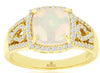 1.75CT DIAMOND & AAA OPAL 14KT YELLOW GOLD 3D CUSHION SQUARE INFINITY LOVE RING