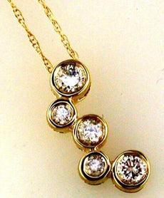 .42CT DIAMOND 14KT YELLOW GOLD ROUND 5 STONE BEZEL JOURNEY LOVE FLOATING PENDANT